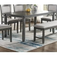 thumbnail image 2 of Grey Finish 6pc Dining Set Solid wood Upholstered Cushion Chairs Dining Table 4x Side Chairs And 1x Bench Dining Room Furniture, 2 of 7