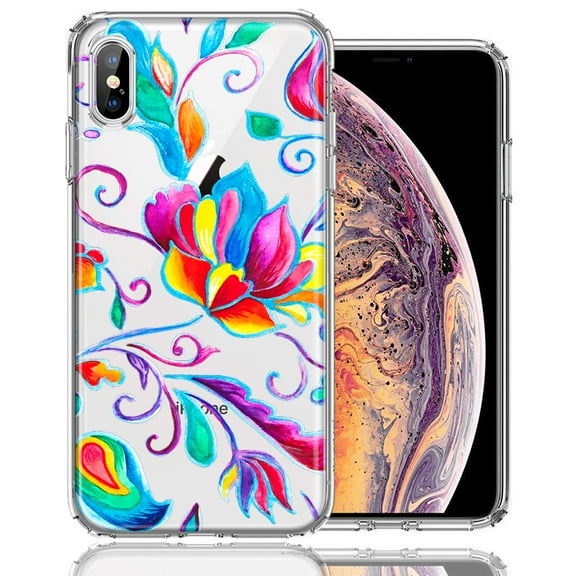 MUNDAZE Case For Apple iPhone XR Bright Colors Rainbow Water Lilly Floral Phone Cover