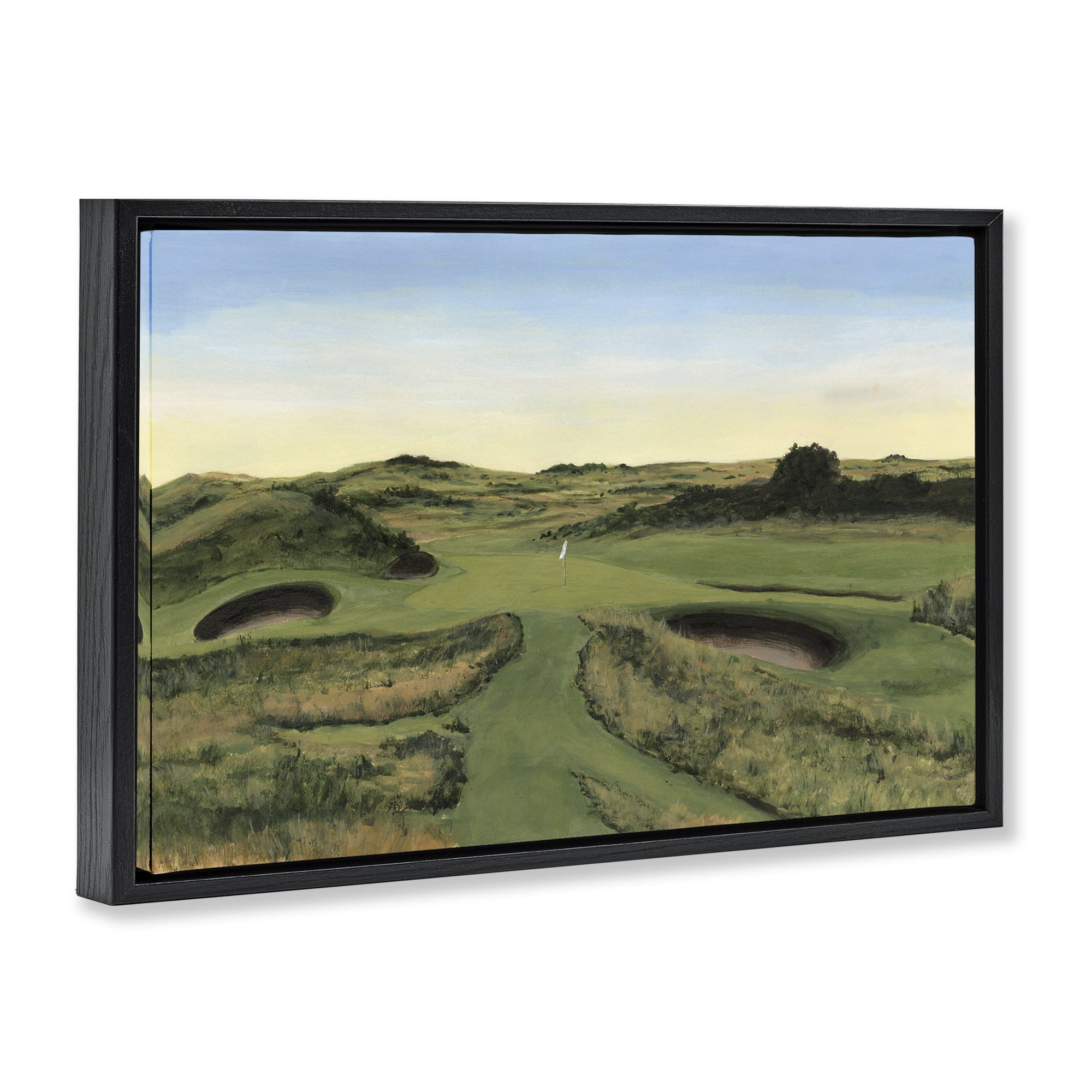 Stupell Industries Golf Field Landscape Landscape Painting Black Floater Framed Art Print Wall Art, 25 x 17