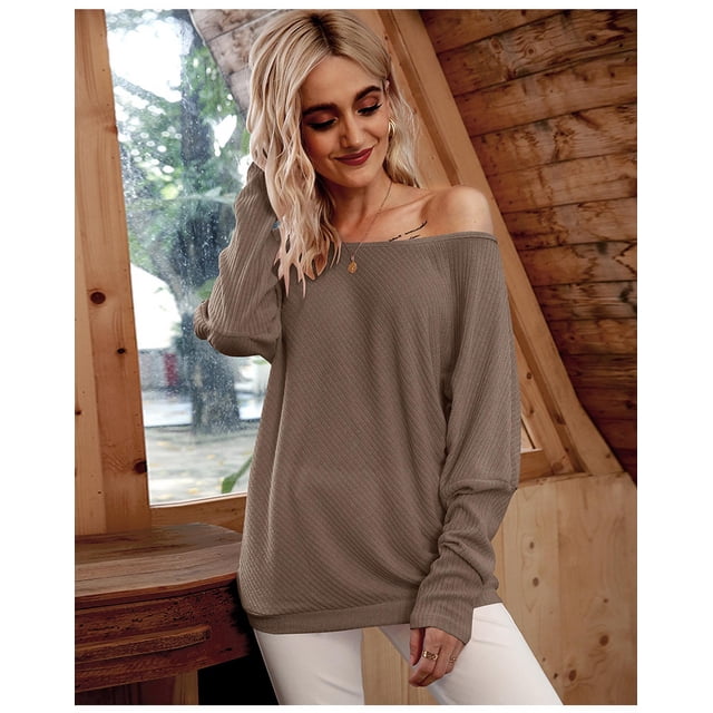 Pull-over à Manches Longues pour Femmes en Maille Bouffant Solide