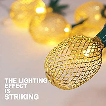 GIGALUMI Pineapple String Lights 6ft 10 LED Fairy String Lights Battery Operated for Christmas Home Wedding Party Bedroom Birthday Decoration
