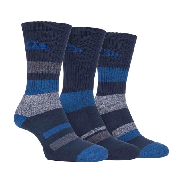 Storm Valley - Lot de 3 Chaussettes de Randonnée pour Hommes à Semelle Coussinée, Légères et Respirantes en Coton