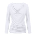 thumbnail image 6 of Lenpel Womens Long Sleeve Tops Cowl Neck Casual Solid Color Shirts Stretch Comfy Soft Fashion Ruched Blouses Fall Outfits, 6 of 7