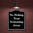 thumbnail image 2 of No Fishing Near Swimming Areas BLACK Aluminum Composite Sign 8.5''x10'', 2 of 9