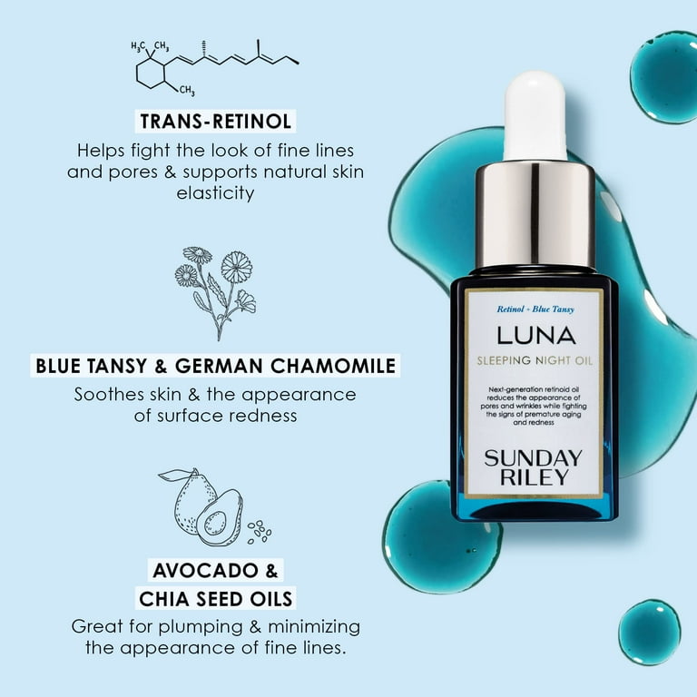 Sunday Riley Luna Sleeping Night Oil, 15 ml, Retinol, Plumps Skin