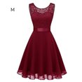 thumbnail image 2 of Sonducket Vestido de mujer Color sólido Encaje Empalme Fiesta Citas Retro Swing Vestidos Mezcla de algodón Moda Ropa casual M Blanco Vestidos METRO Rot, 2 of 6