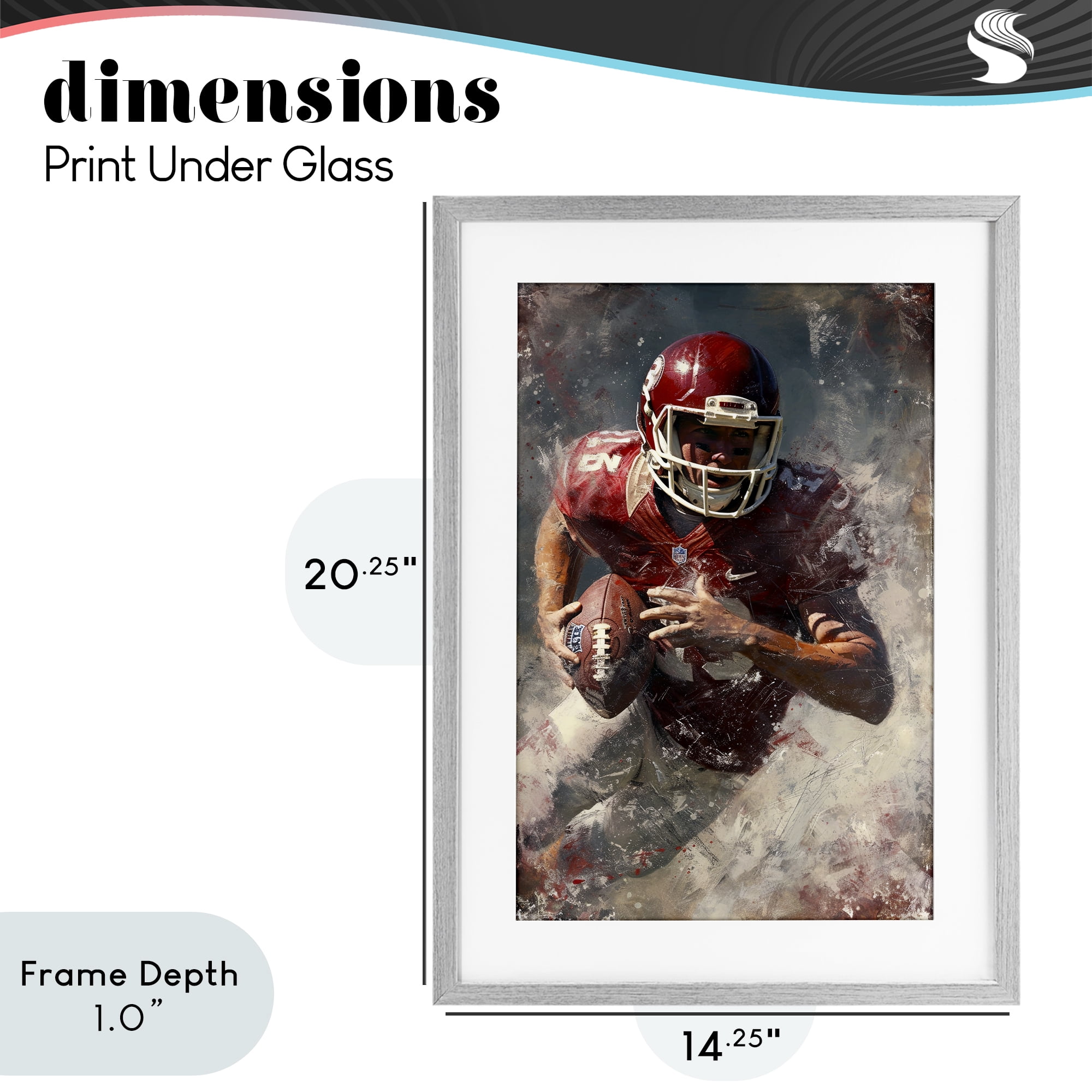 Stupell Industries Eye On The End Zone Gray Framed Print Under Glass, design by Ray Powers