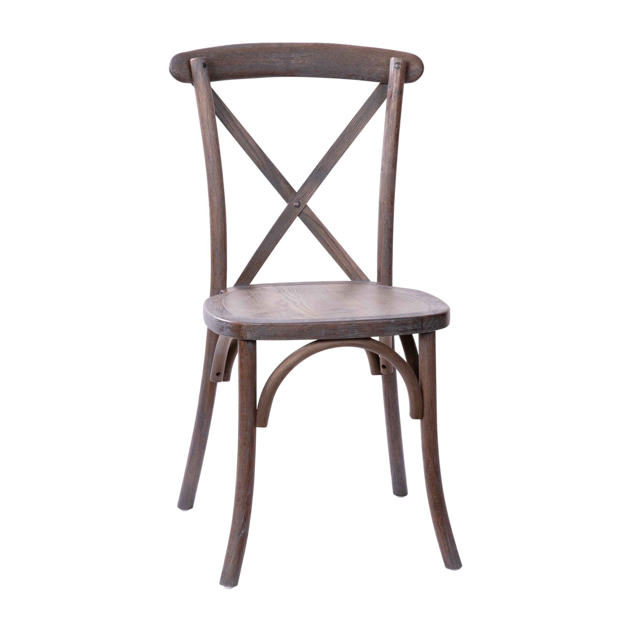 Merrick Lane X-Back Bistro Style Wooden High Back Dining Chair in Dark Driftwood