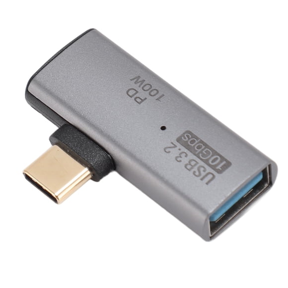 Type C To USB 3.2 Female Adapter, 10Gpbs Transfer 2 in 1 USB C To USB 3.2 Adapter 90 Angle for Phone