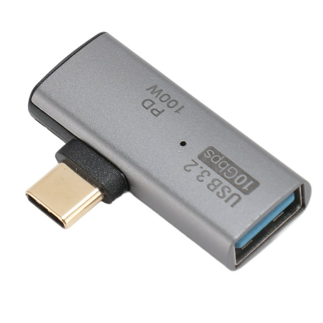 Type C To USB 3.2 Female Adapter, 10Gpbs Transfer 2 in 1 USB C To USB 3.2 Adapter 90 Angle for Phone