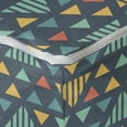 thumbnail image 4 of Geometric Rectangle Pouf, Illustration of Repetitive Irregularly Triangular Shaped Motifs, Under Desk Foot Stool for Living Room Office Ottoman with Cover, 25", Dark Teal and Multicolor, by Ambesonne, 4 of 4
