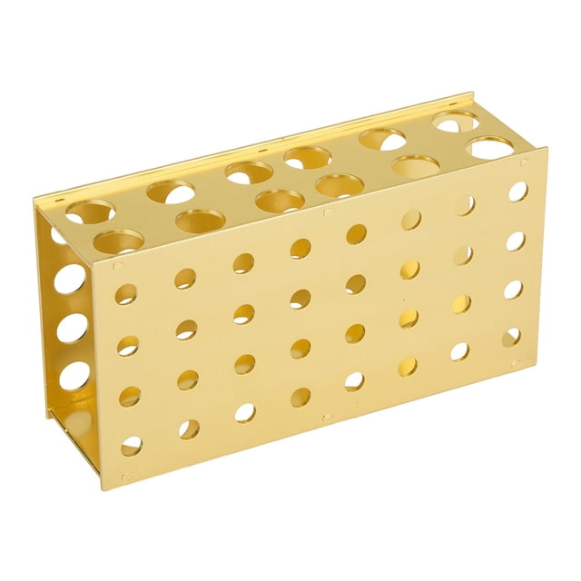 Soporte para tubos de aluminio, soporte para tubos de ensayo de aluminio dorado, soporte para tubos de ensayo elaborado por expertos