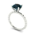 thumbnail image 2 of 2 ct Round Cut Natural London Blue Topaz Solitaire 18K White Gold Womens Engagement Ring, 2 of 5