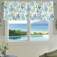 thumbnail image 3 of Ocean Teal Valances for Windows Blue Green Coral Underwater Garden Coastal Rod Pocket Curtain Valance Window Treatment Short Curtains for Kitchen Living Room, 42"x18", 3 of 9