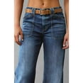 thumbnail image 6 of Wide Straight Leg Mid Rise Baggy Pocket Denim Jeans Without Belt Dark Blue XXL, 6 of 9