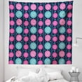 thumbnail image 1 of Xmas Tapestry, Celebration Pattern Vertical Borders Spring Floral Circles, Fabric Wall Hanging Decor for Bedroom Living Room Dorm, 5 Sizes, Dark Blue Teal Pink, by Ambesonne, 1 of 1