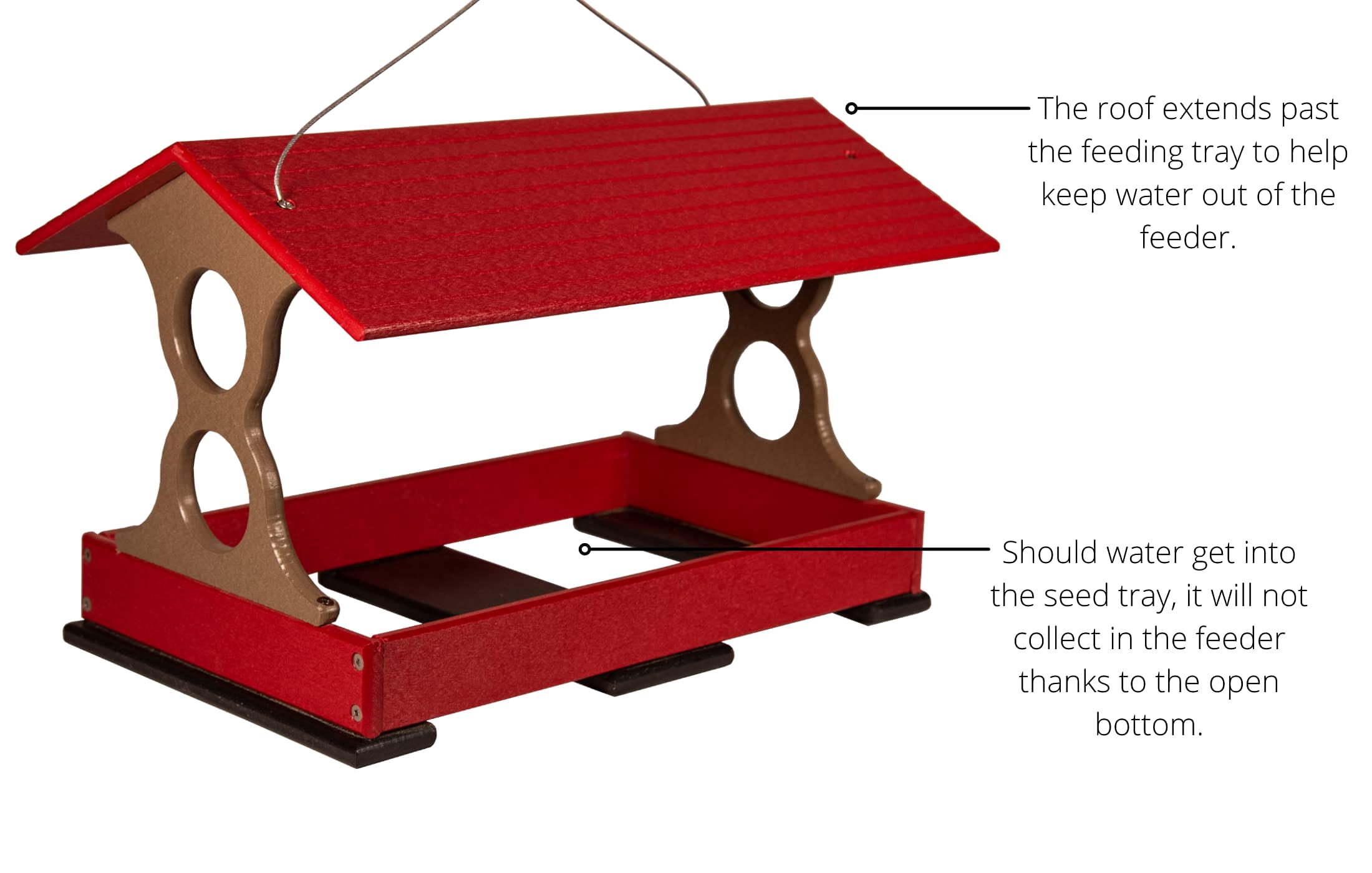 JCs Wildlife Large Fly Thru Bird Feeder (Cardinal Red and Tan, Feeder Only)
