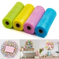 4 Rolls Poly Burlap Deco Mesh -10 Inch Wide Deco Poly Decorative Mesh Ribbon Wrapping Ribbon Rolls for Home Door Wreath Decoration DIY Crafts Making