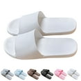 thumbnail image 4 of LIJCC Women Leather Slides Slip On Open Toe House Slipper Fashion Wide Width Beach Round Toe Non Slip Ultra Lightweight Soft Sole Bathroom Shower Slipper, 4 of 4