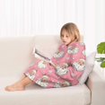 thumbnail image 4 of Pink Christmas Santa Pattern Blanket Hoodies for Kids 6-13YR Oversize Wearable Blanket Hoodies for Boys Girls Teens, 4 of 7