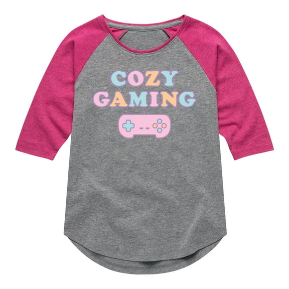 Instant Message - Cozy Gaming - Toddler & Youth Girls Raglan Graphic T-Shirt