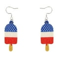 thumbnail image 2 of Conjunto de Pendientes Patrióticos | Pendientes colgantes de cuero sintético con purpurina del Día de la Independencia | 2PCS Bandera de arco de pentagrama multicolor Diseños de estrella de águila, 2 of 6