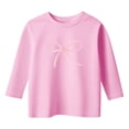 thumbnail image 4 of Graphic Tees for Girls Kids Fashion 3/4 Short Sleeve Girls Casual Tops Size 7 Crewneck Bowknot Tops Loose Fit T Shirts Summer Outfit Size 3-4 Years,1-Pink, 4 of 4