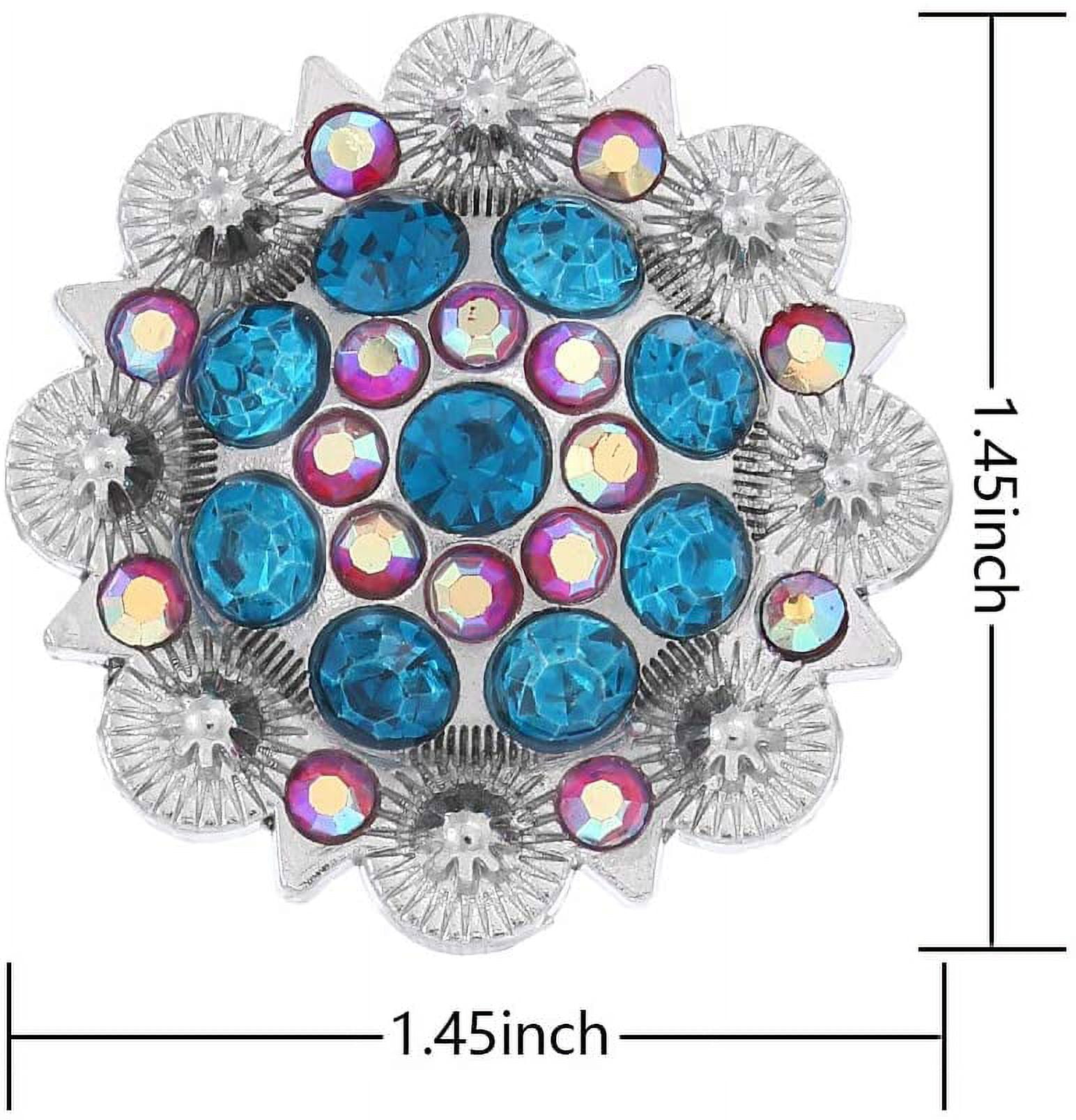 ABPETE 12-Pack Floral Rhinestone Conchos with Screw Backs - Crystal Embellishments for Leathercraft, Belts, Bags & DIY Projects​