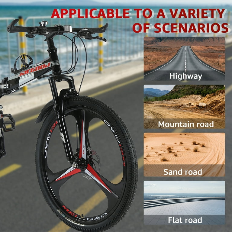 JSTUOKE 26'' Adult MTB, 24 Speeds, Foldable, Double Disc