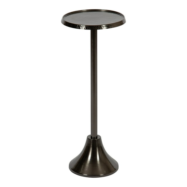 Kate and Laurel Sanzo Table d'Appoint Moderne à Piédestal, 9 x 9 x 23, Étain, Table d'Extrémité Décorative avec Plateau Martelé