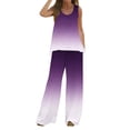 thumbnail image 1 of Mikilon Ensemble Élégant pour Femmes 2 Pcs Débardeur Imprimé Décontracté Sans Manches Col Rond Violet L, 1 of 4