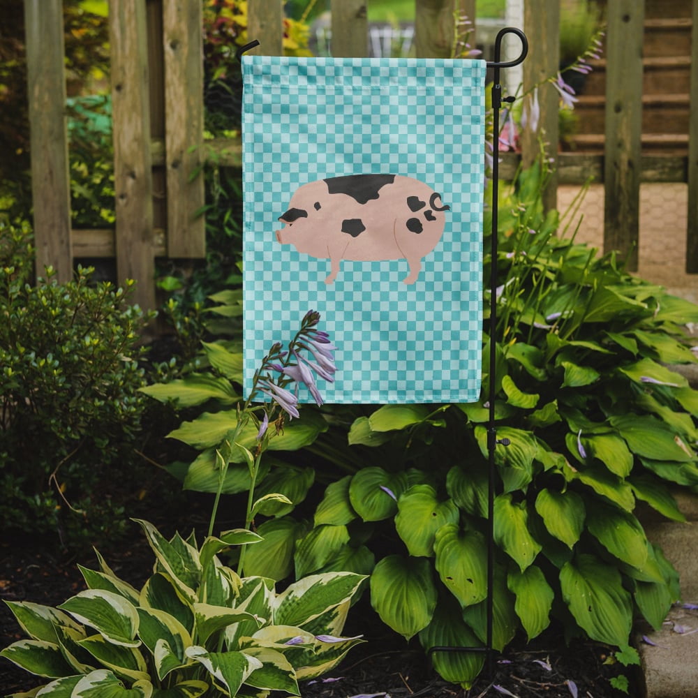 Caroline's Treasures BB8114GF Gloucester Old Spot Pig Blue Check Flag Garden Size , Small, multicolor
