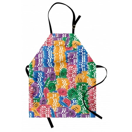 

Casino Apron Stacks of Colored Casino Chips Betting Luck Leisure Repetition Illustration Print Unisex Kitchen Bib with Adjustable Neck for Cooking Gardening Adult Size Multicolor by Ambesonne