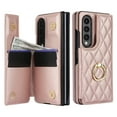 thumbnail image 3 of ELEHOLD for Samsung Galaxy Z Fold 3 Wallet Case,Luxury Premium Diamond Leather Rotatable Ring Credit Card Cash Slot Magnetic Clasp Kickstand Shockproof Protective for Samsung Galaxy Z Fold 3,Rosegold, 3 of 7