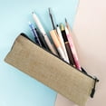 thumbnail image 5 of JeashCHAT Small Pencil Case Triangular Design Pencil Pouch Stationery Bag Zipper Canvas Pen Case Pencil Storage Bag for Office College, Beige, 5 of 6