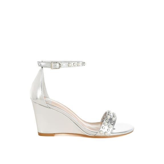 Jumera Metallic Pearl Embellished Wedges
