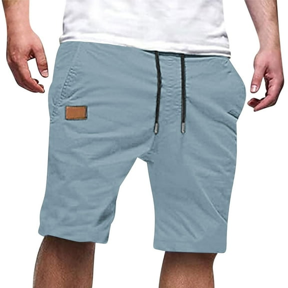 Ahabrexf Shorts for Men Fashion, Solid Color Patchwork Casual Summer Sports 5 Quarter Work Shorts