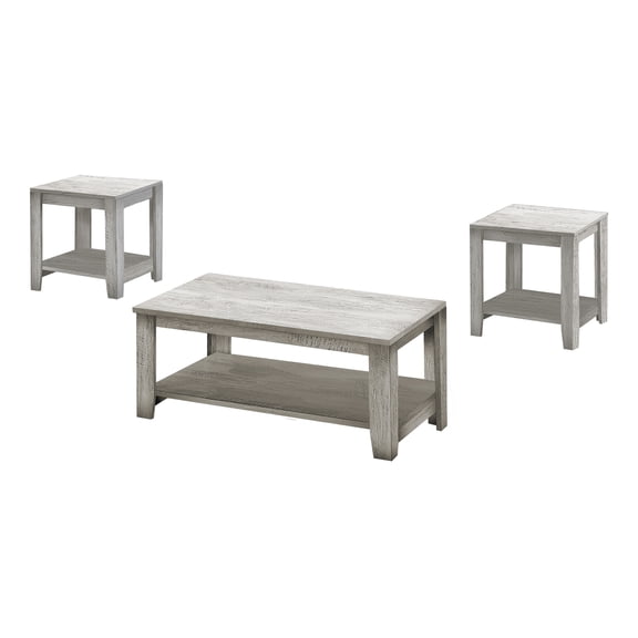 Dtwnek 3pcs Table Set Coffee Table End Table Side Table for Living Room, Office, Kitchen, Gray