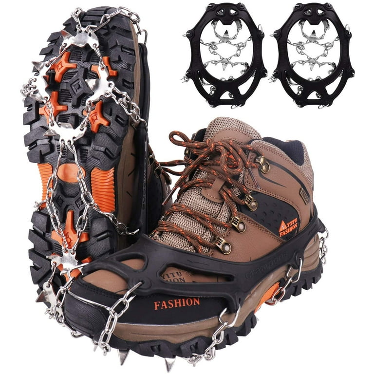 12 Tooth Ice Snow Crampons Anti-Slip Climbing Gripper Shoe Covers Spike  Cleats Stainless Steel Snow