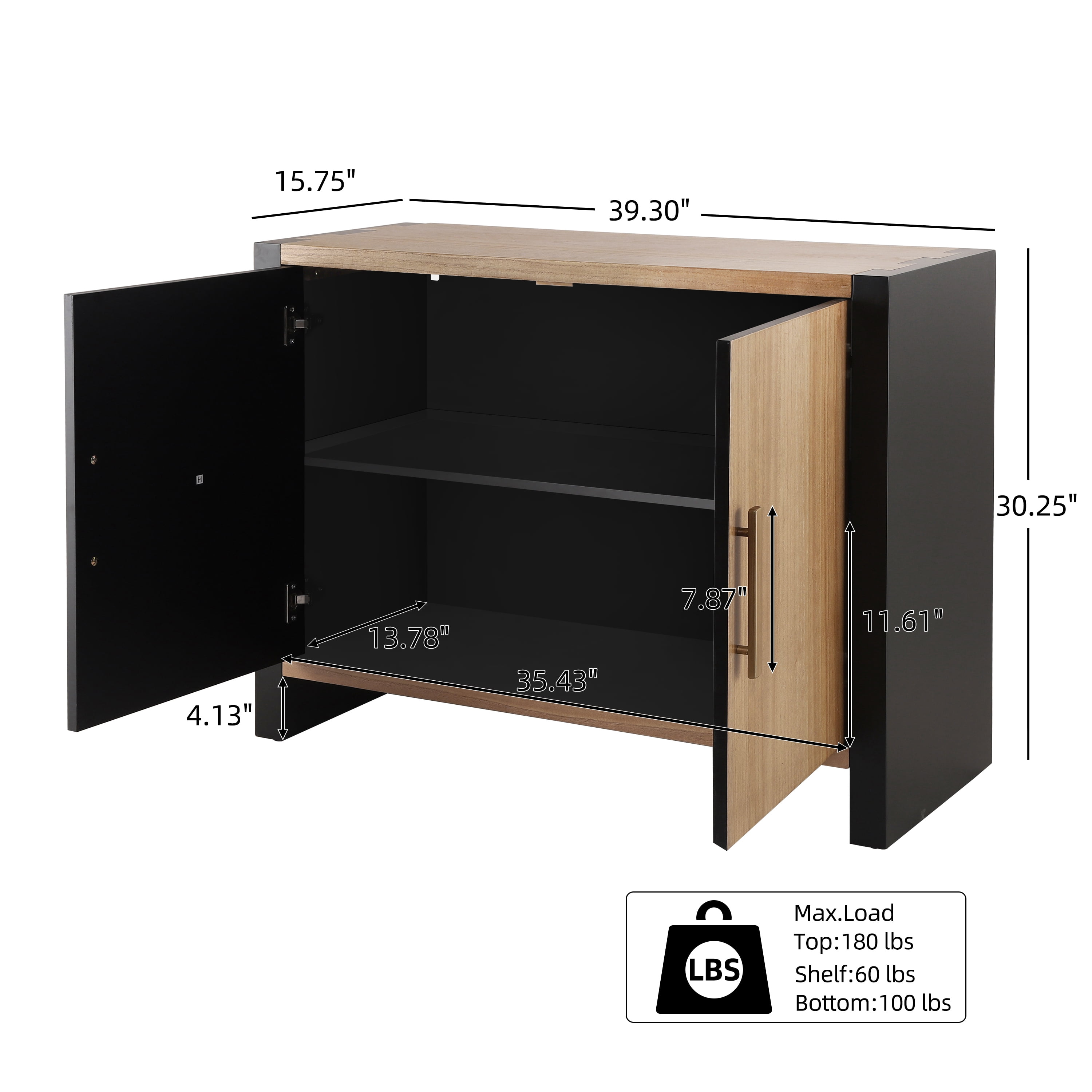 Euroco Coffee Bar Cabinet,Farmhouse Buffet Sideboard with Adjustable Shelf,Wooden Accent Cabinets for Kitchen, Dining Room,Entryway, Black