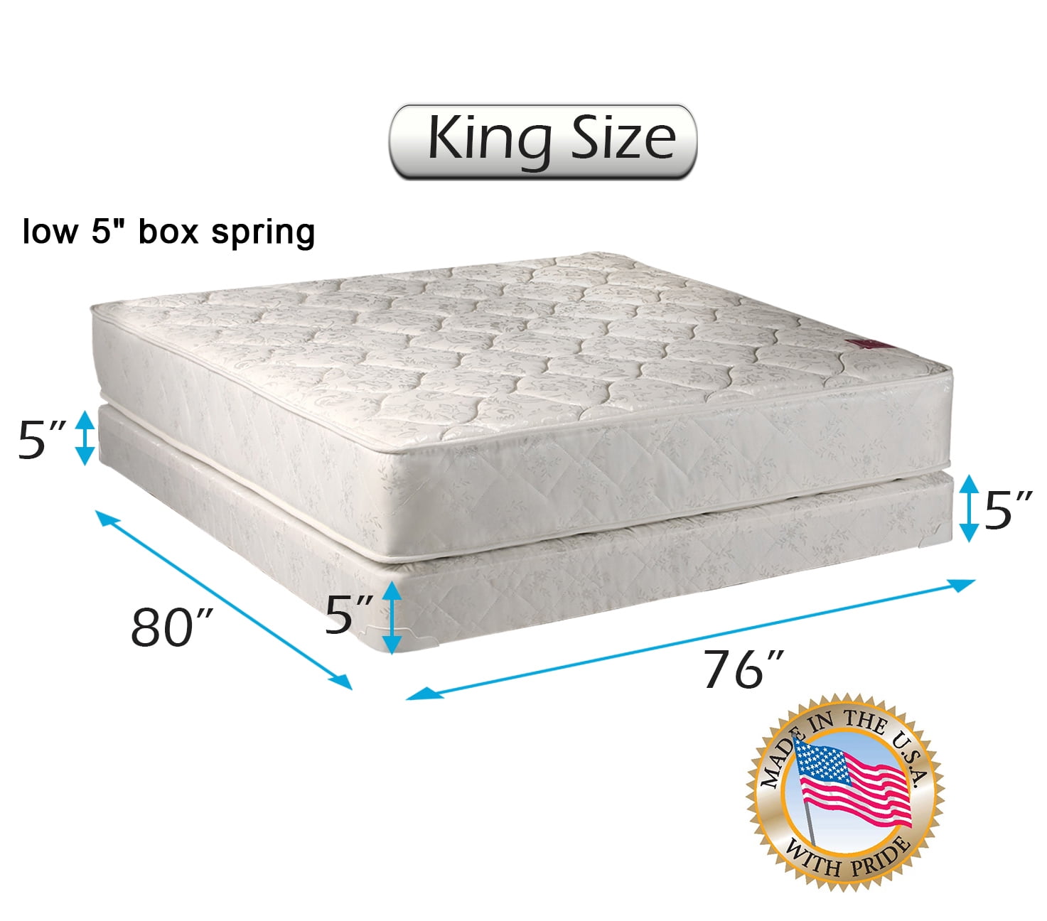 Legacy King size (76"x80"x8") Mattress and Low Profile Box ...