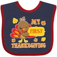 thumbnail image 3 of Inktastic My First Thanksgiving with Turkey and Leaves Boys or Girls Baby Bib, 3 of 4