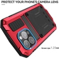 thumbnail image 3 of Case Compatibility with iPhone 15 Pro Max Case 6.7 '' 2023 Heavy Duty Protection Dustproof Rugged Military Grade Metal Built in Screen Protector Kickstand  Phone case (15Pro Max Red), 3 of 12