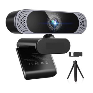 Webcam 4K 8MP HD Webcam avec microphone paranteur / protection de la vie privée / jeu de trépied USB Caméra Web pour la vidéo de réunion