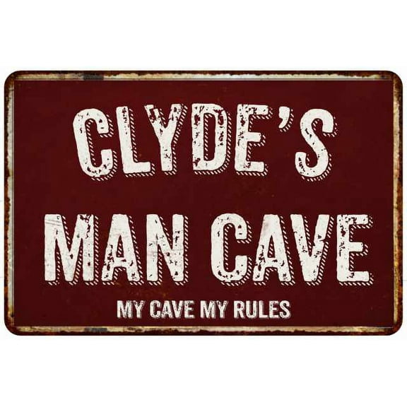 CLYDE'S Man Cave Red Grunge Gift Sign Metal 12x18 Decor 208120003142