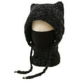 thumbnail image 2 of Women's 3-in-1 Balaclava Winter Hat with Bear Ears, Fleece Lined Windproof Hood Scarf Mask for Skiing Hiking Cycling and Cold Weather - Black, 2 of 9