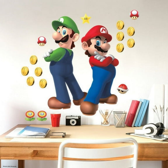 Super Mario Luigi And Mario Giant Peel & Stick Wall Decals