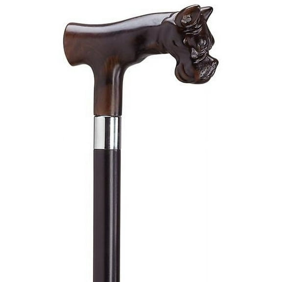 Walking Cane Bulldog Head Derby Handle Black Maple Cane With Brown Handle