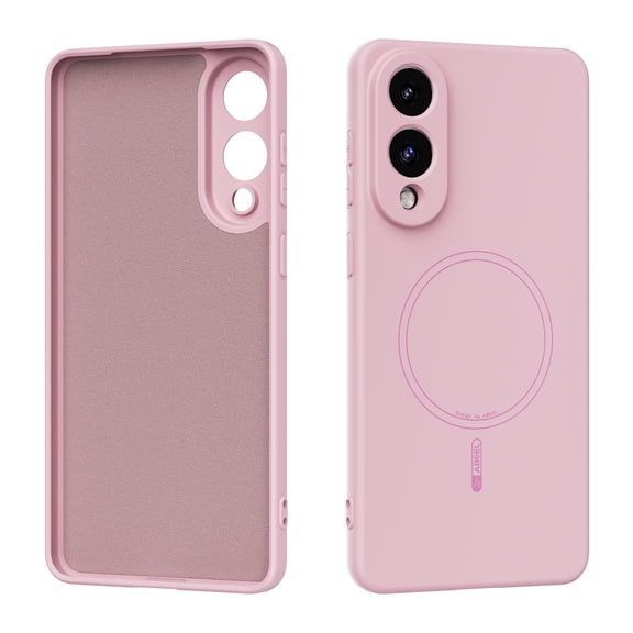 Soft Magnetic Case Compatible with Samsung Galaxy S25 Edge, Skin Friendly Shockproof Ultra Slim Silicone Rubber Microfiber Lining Lightweight Protective Boys Girls Phone Case Cover, Pink