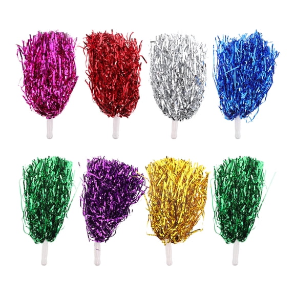 Raindrops Cheerleader Poms with Ring Assorted Color Durable and Reusable PET Material Great for Sports Cheering 8 Pieces